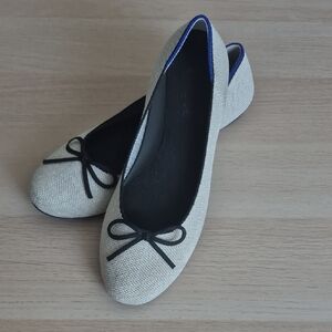 Rothy's Ballet Flats with Black Trim and Bow Size W9